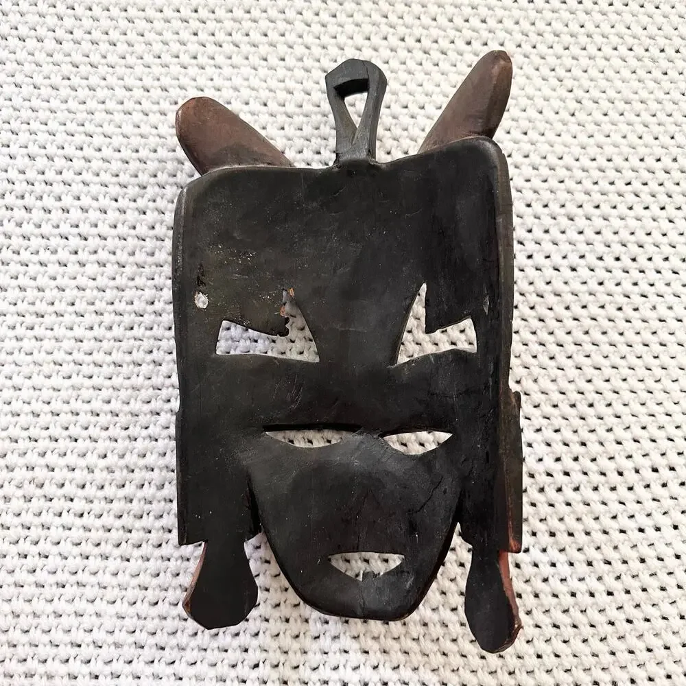 Vintage African Oceanic Hand Carved Ceremonial Tribal Mask Wall Decor Wooden